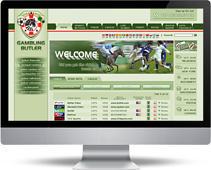 web design for gambling butler, home, design by catalina sedlak allround designer, screen design, web layout, corporate design