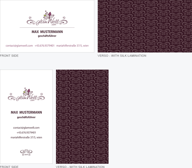 business cards for glamwell online shop, design by catalina sedlak allround designer, corporate design
