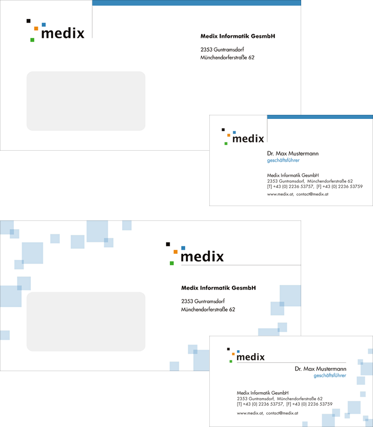 business cards & envelopes for medix pro, design by catalina sedlak allround designer, corporate design