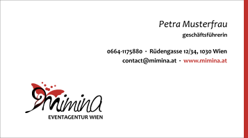 business cards for mimina events, design by catalina sedlak allround designer, corporate design